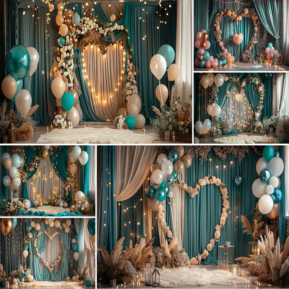 Wedding Photography Background Colorful Balloons Curtain Decoration Supplies Bride Photo Portrait Backdrops Studio Props Banner