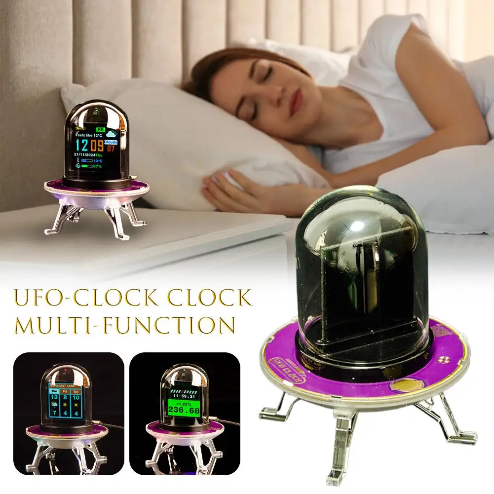 GeekMagic UFO Clock Creative Weather Stock Exchange Light Video Rate Playback Clock Full Dynamic Screen Desktop RGB Decorat M9K4