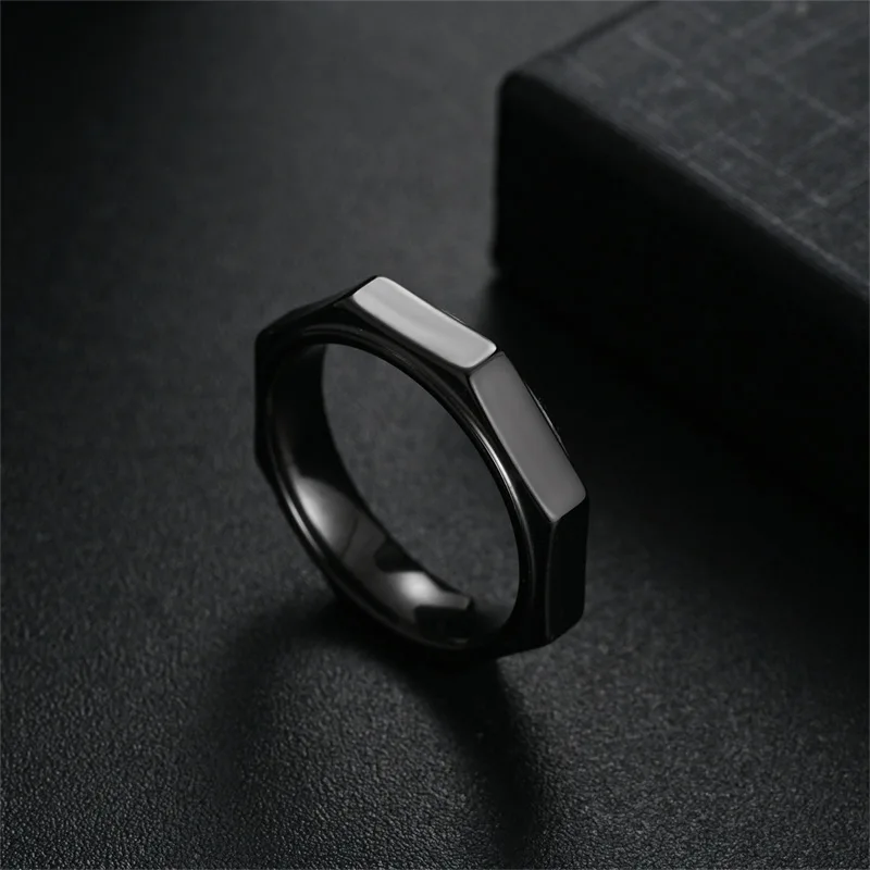 5MM 패션 육각형 티타늄 스틸 링 너트 모양 불안 완화 감압 중성 스피너 링 안일로 안티에스트레스