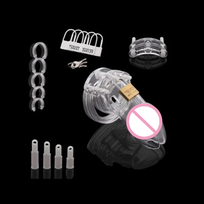 5 Size Male Chastity Cage Device Small/Standard Cock Cage with Rings Erotics Urethral Brass Lock Locking Sex Toys for Men Adults