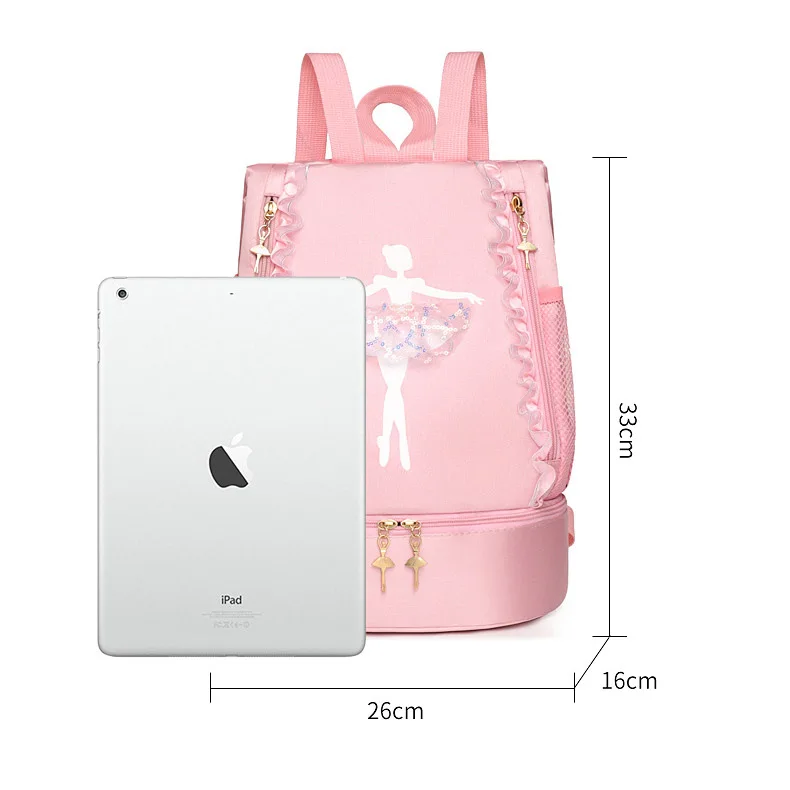 Personalisierte Stickerei Ballett Dance Rucksack mit Separaten Schuh Fach, Kleine Mädchen Ballerina Tasche für Dance Kleinkind Tasche