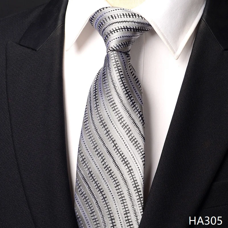 

High Quality Silver Gray Curved Striped Tie Men's Formal Shirt Accessories Business Banquet 8CM Wide Handmade Knotted Cravat