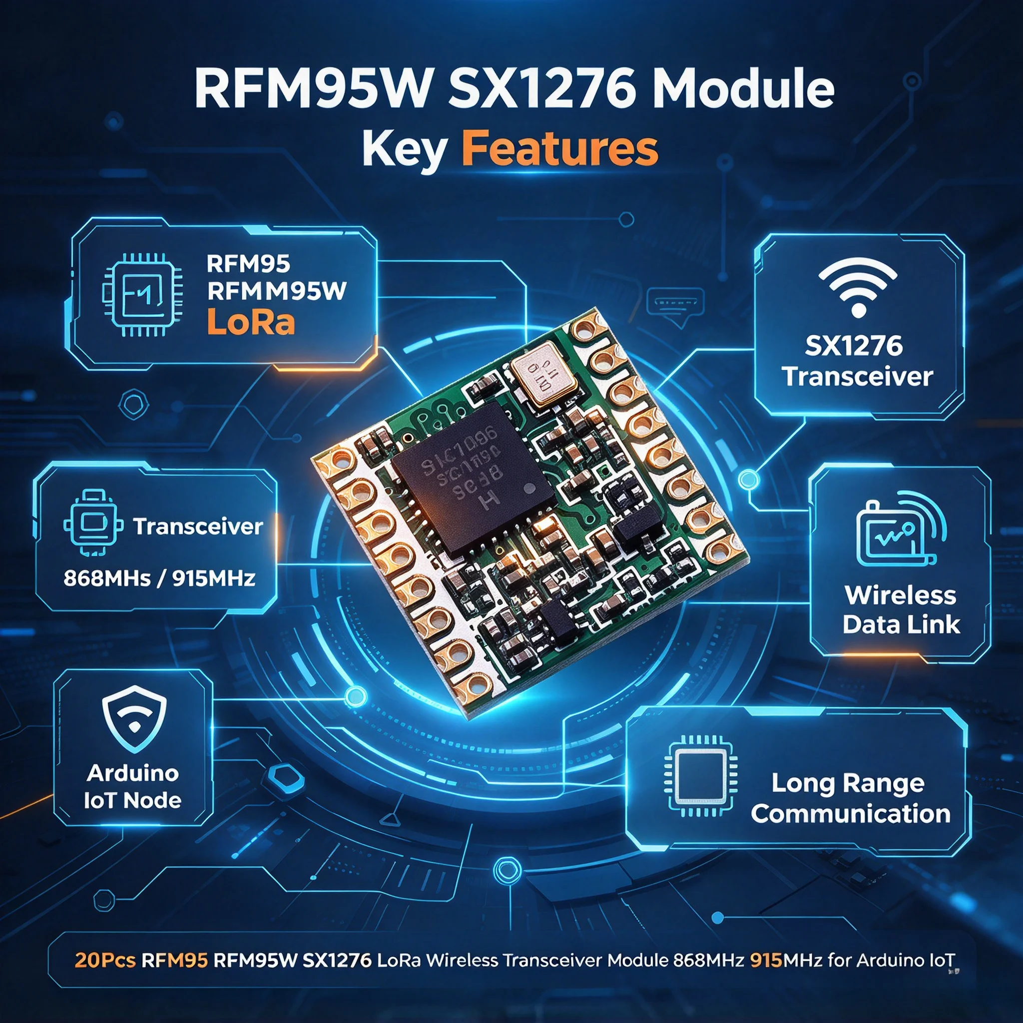 Lora Rfm95 - 20Pcs RFM95 RFM95W SX1276 LoRa Wireless