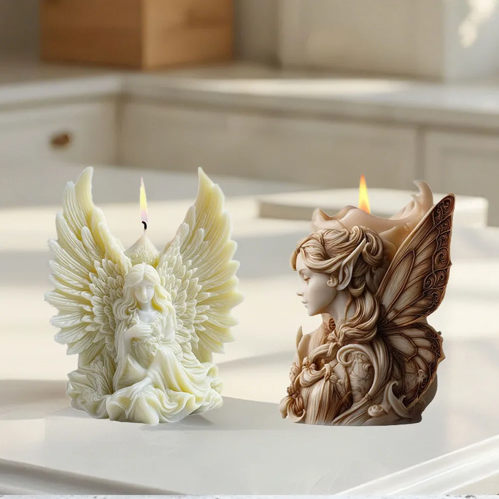 

Крылатый ангел, сованика, свеча, силиконовая форма, 3D цветочная фея, живопись, форма из гипсовой смолы, сделай сам, красота, скульптура, ароматерапия, домашний декор