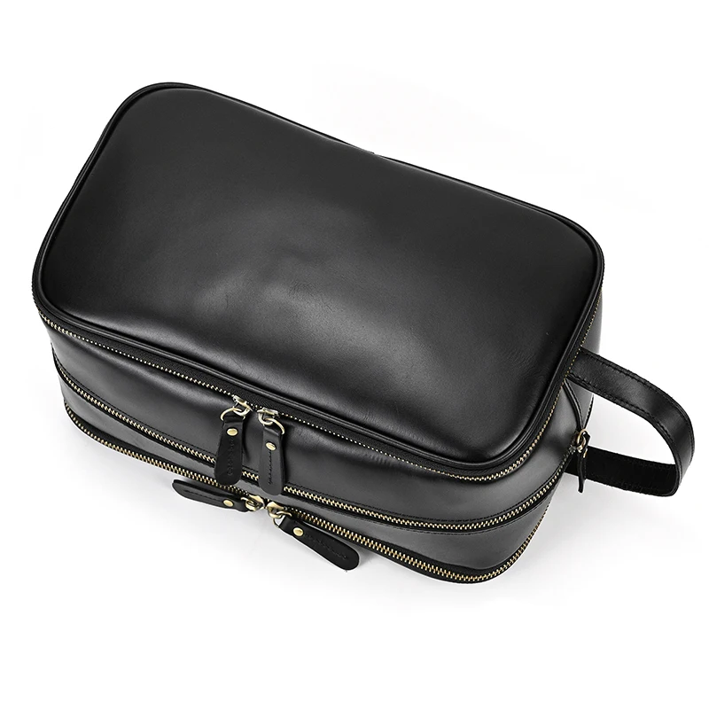 Borsa da viaggio da toilette in vera pelle per uomo donna borse per il trucco in stile di lusso nero borsa per il lavaggio maschile femminile borsa