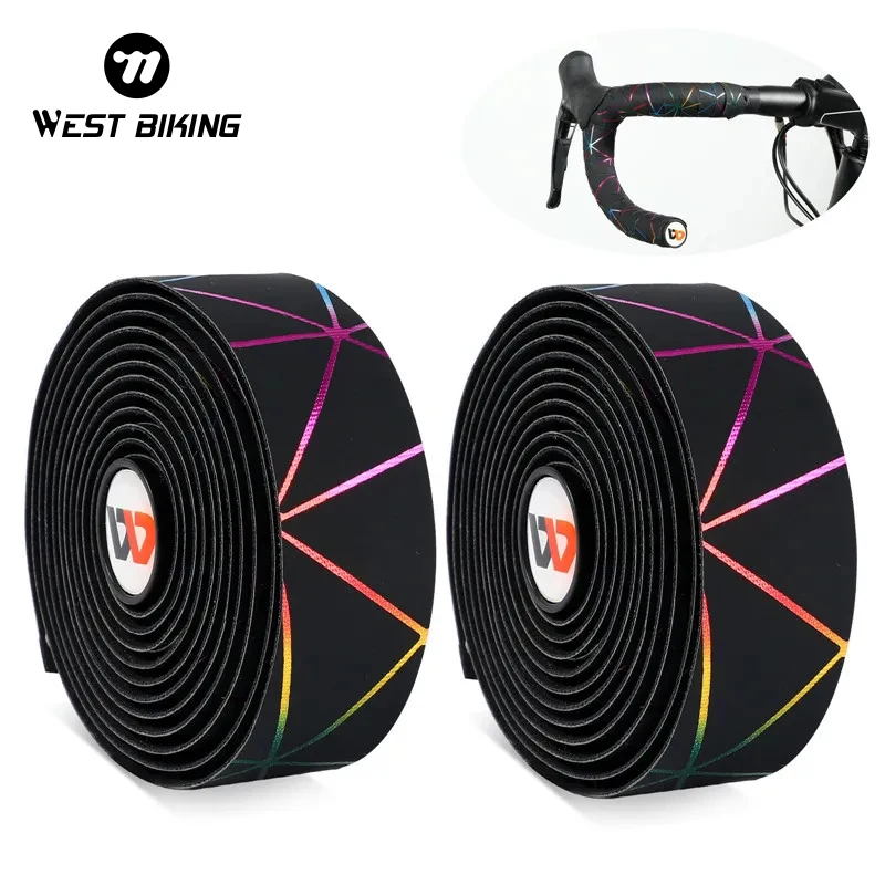 WEST BIKING 1 Pair Bicycle Handlebar Tape PU+EVA Anti-slip Mtb Road Bike Handlebar Straps With Bar Plugs Bicycle Accessories