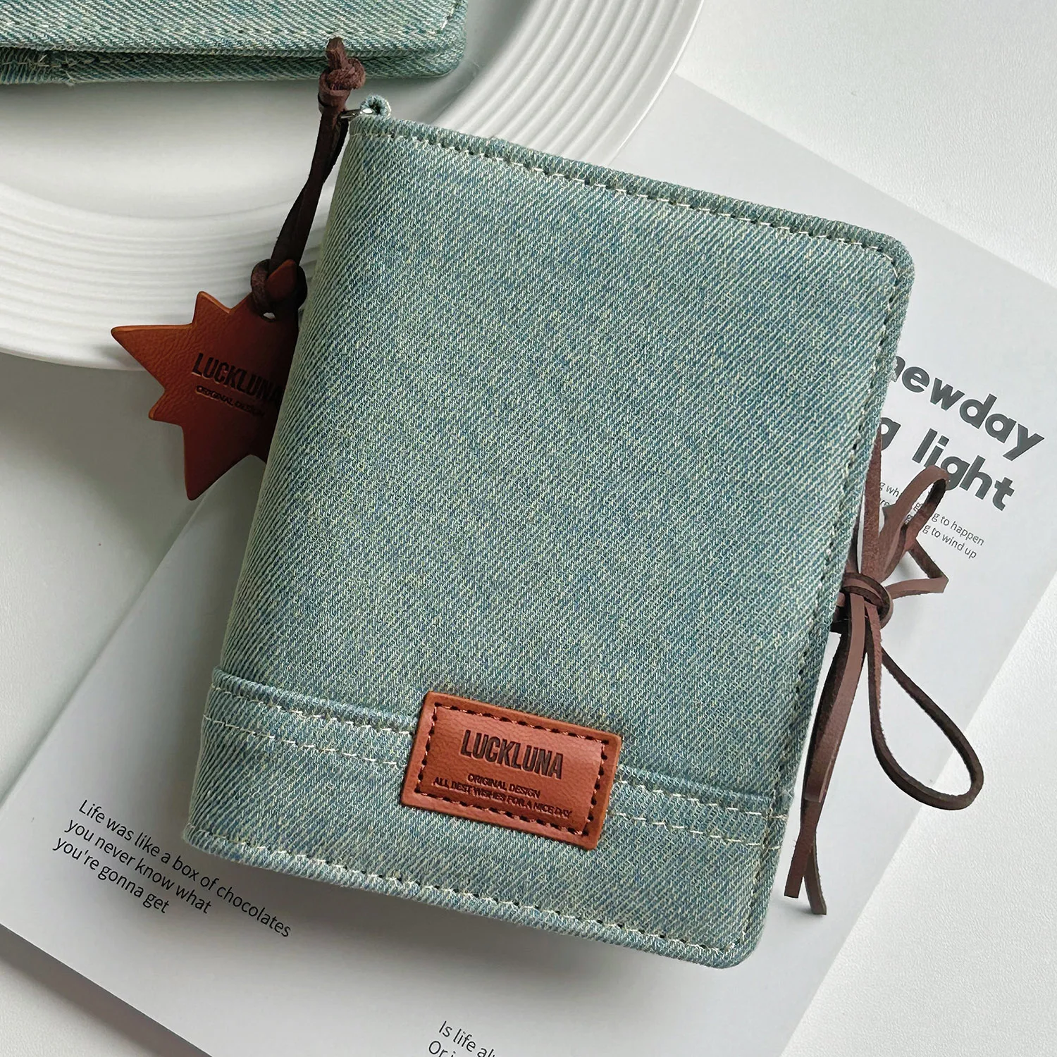 M5 A8 A7 Green Jean Fabric Loose Leaf Binder Journal Notebook Diary Cover Ring Planners Organizer Easy Carrying Agenda