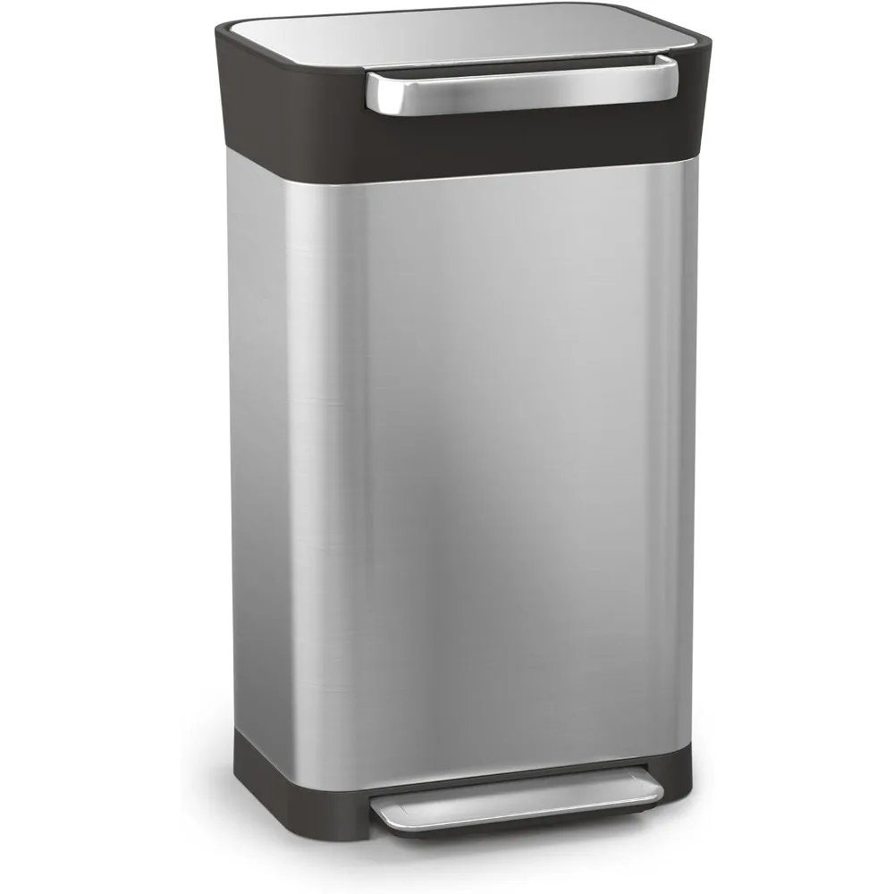 

intelligent waste titan trash can compactor with odor filter, holds up to 90l after compaction, stainless steel, 30l