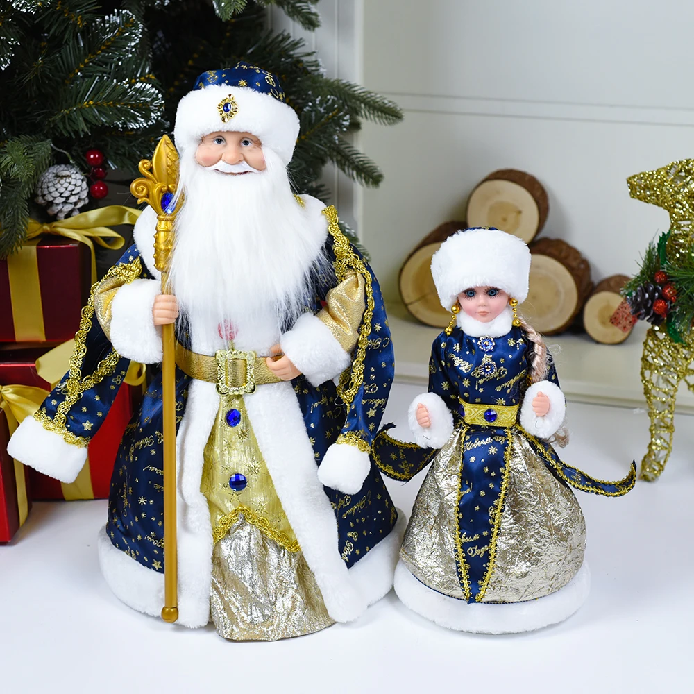 50cm Santa Claus Snow Maiden Candy Bucket with Music Storage Bag Plush Doll Christmas Decoration Gifts New Year Ornaments Decor
