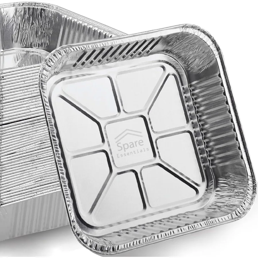 

8x8 Foil Pans 55 Pack 8 Inch Square Aluminum Pans for Disposable Baking Heating Prepped Food and Cake Preparation Lightweight N