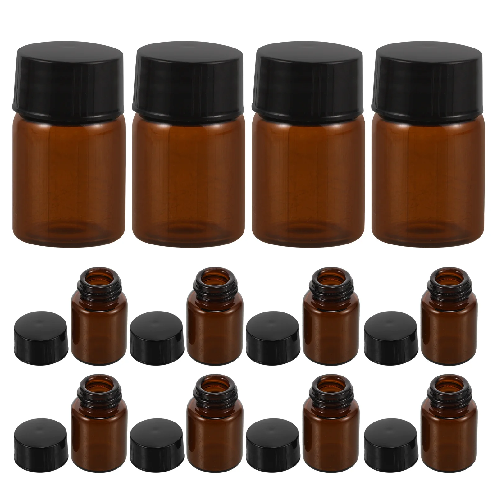 

100Pcs Essential Oil Bottles Mini Brown Glass Transparent Portable Leakproof Travel Lotion Containers