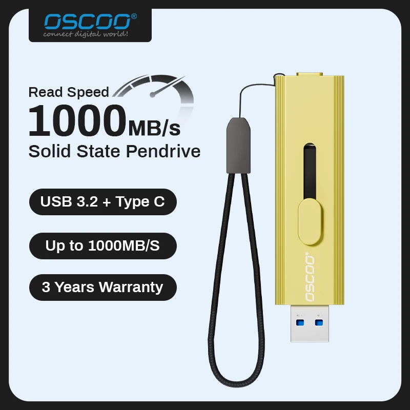 

OSCOO T10 USB-флеш-накопитель, 1100 МБ/с, два порта USB-C и USB-A, USB 3.2 Gen 2, внешний твердотельный накопитель, 1 ТБ, 2 ТБ для iPhone 15/16