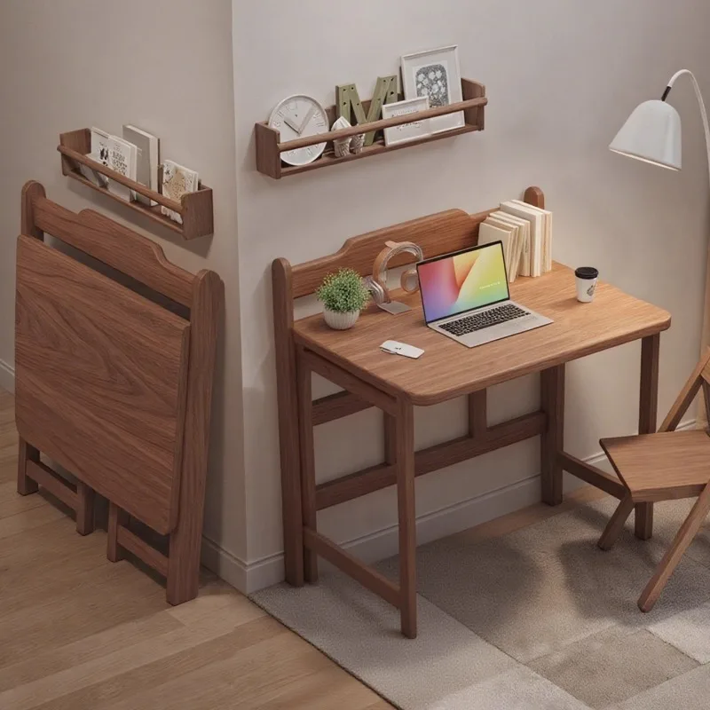 Installation-free solid wood folding computer desk, simple study table in the student's home living room, desk that does