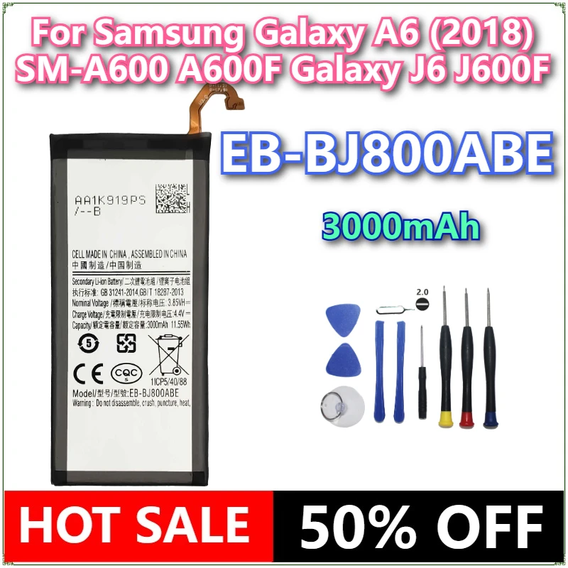 

Совершенно новый аккумулятор для мобильного телефона EB-BJ800ABE 3000 мАч для Samsung Galaxy A6 (2018) SM-A600 A600F Galaxy J6 J600F + инструменты