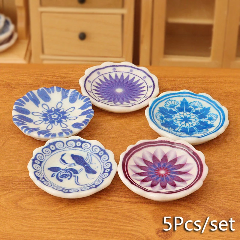 5 pz/set 1:12 casa delle bambole piatto e stoviglie in miniatura simulazione piatti da pranzo casa delle bambole cucina scena stoviglie accessori arredamento