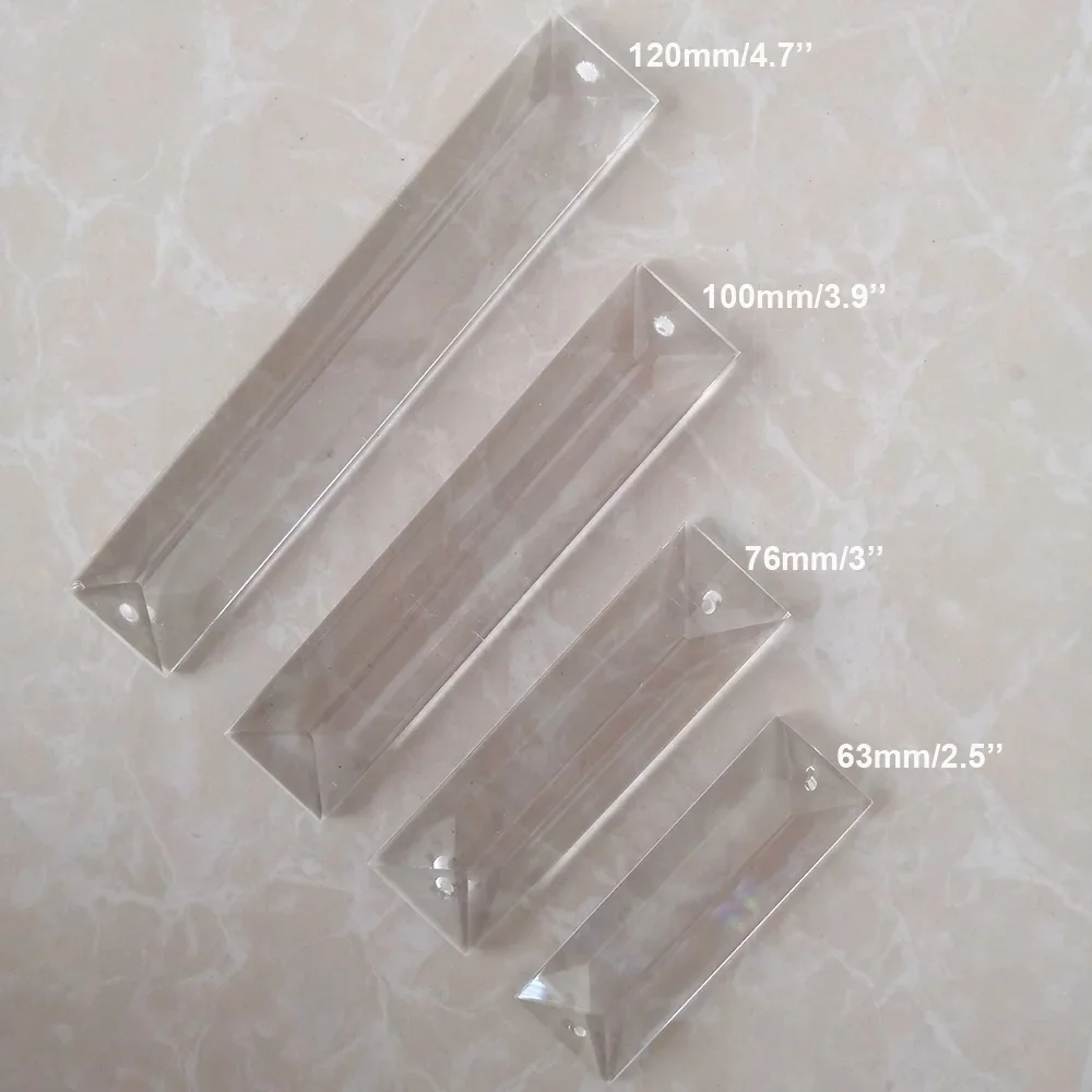 Camal 2pcs 120mm/4.7inch Triangle Strip Crystal Pendant Prism Lamp Lighting Hanging Chandelier Suncatcher Wedding Party Parts view 5
