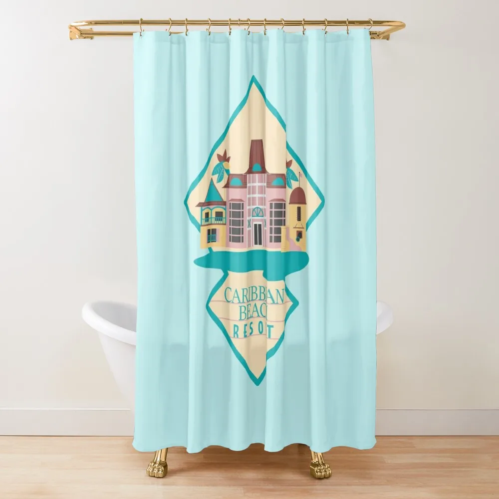 

Caribbean Beach Resort Shower Curtain Shower For Bathroom Anti-Mold Waterproof Shower Window Set For Bathroom Curtain