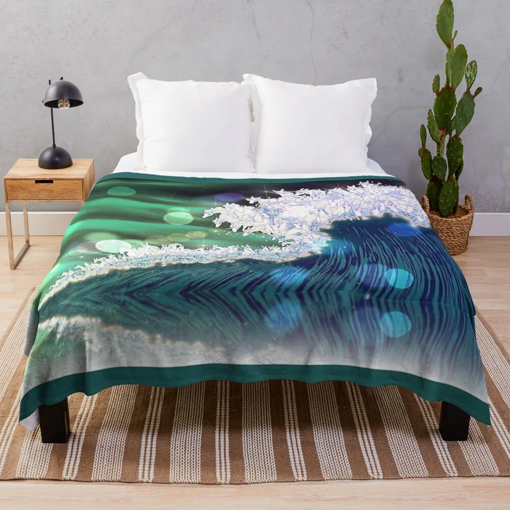 Seafoam and Unicorns Throw Blanket Comforter Loose Bed covers manga Blankets