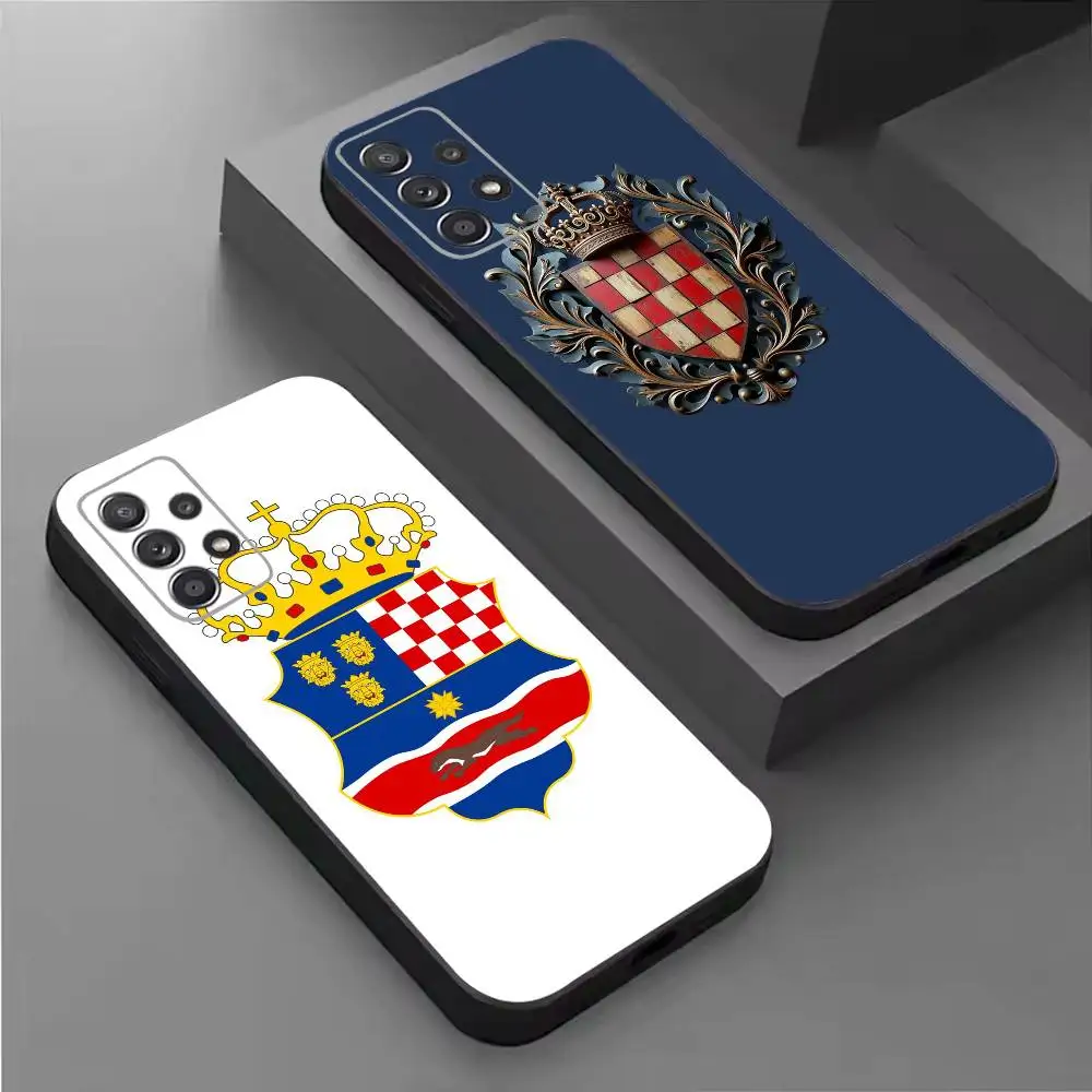 Croatian Sahovnica coat of arms Phone Case For Samsung S26,25,24,21,22,21,20,10,9,8,7,6,5,Ultra,Plus,Fe,Lite Black Shell