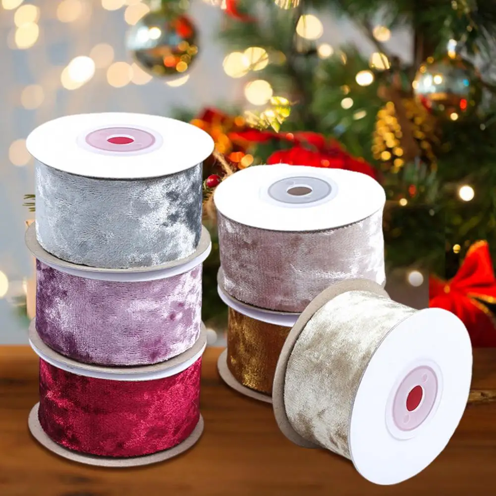 Christmas Tree Ribbon 30ft Colorful Single-sided Velvet Ribbon Multi-purpose DIY Craft Floral Arrangement Decoration For Gifts