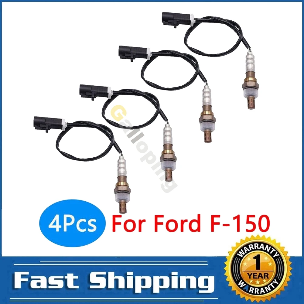 4pcs O2 Oxygen Sensor 1 2 Bank 1 2 for 1997-2008 Ford F150 Pickup 4.2L 4.6L 5.4L Upstream Downstream Front Rear 4 Wires Lambda