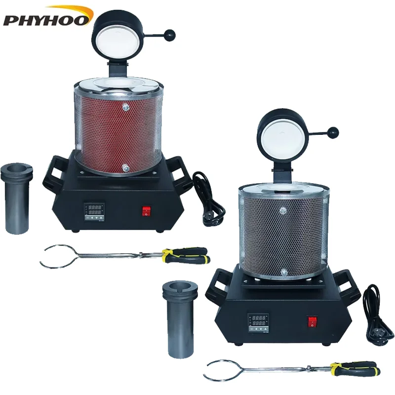 

PHYHOO new 3KG Digital Heating Capacity Refining Precious Metal Silver 2100W Gold Melting Furnace Machine Jewelry Casting Tool