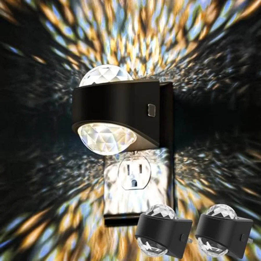 Night Light Plug into Wall, Color Changing Night Light, Diamond Design with Galaxy Star Projector, Dusk to Dawn Sensor for Bath