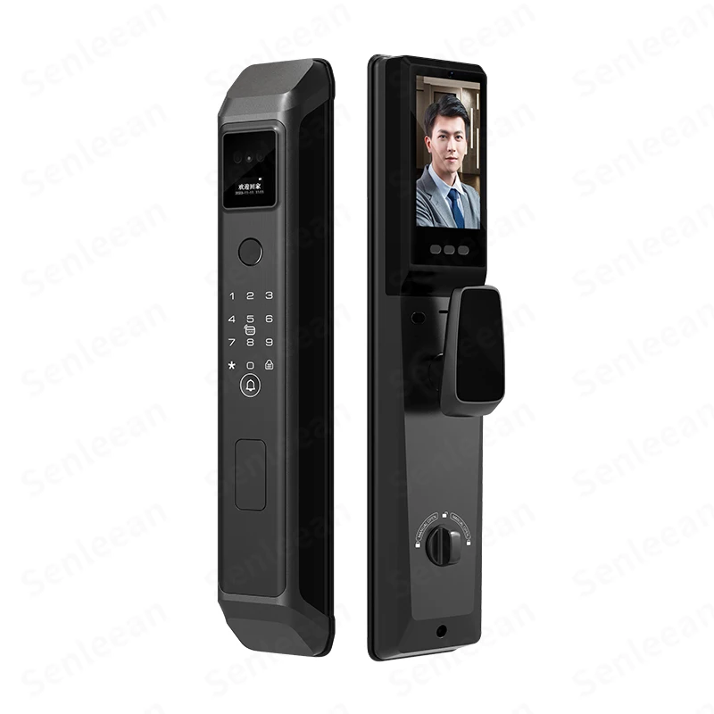 

Smart Door Lock Camera Fingerprint Digital Password Finger Print Lock video intercom automatic push pull lock real time video