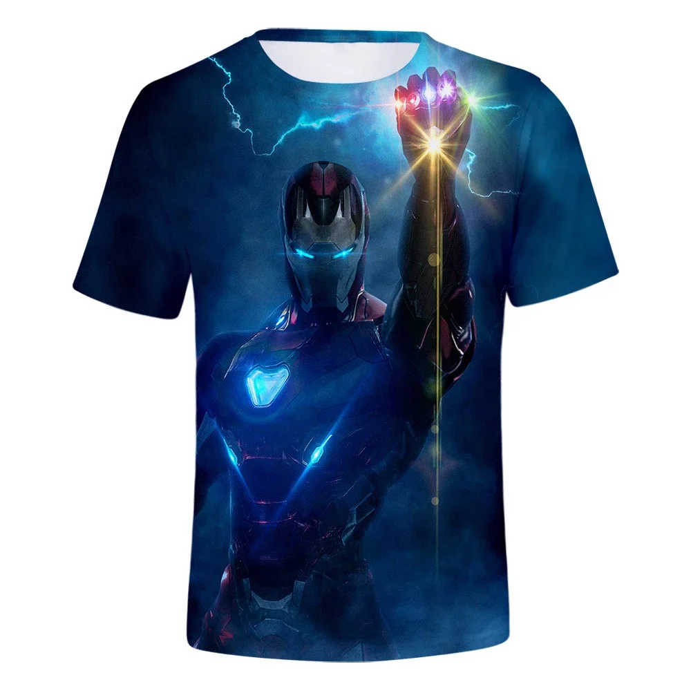 Disney T-Shirts Iron Man Cartoon Anime 3D Print Streetwear Men Women Casual Fashion Oversized T Shirt Kids Boys Girls Tees Tops