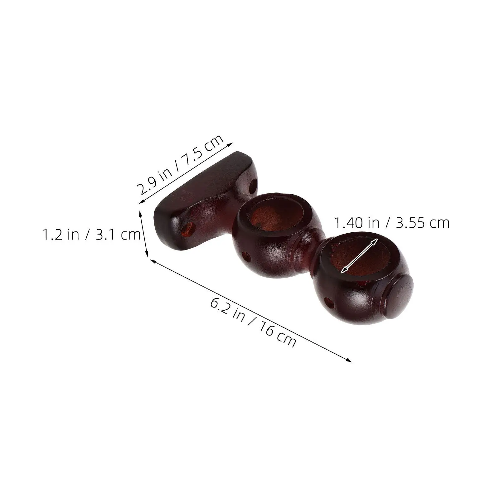 2Pcs Roman Rod Curtain Brackets Coffee Color Wood Double Heavy Duty Rod Support Holders Wall Mounted Drapery Accessories