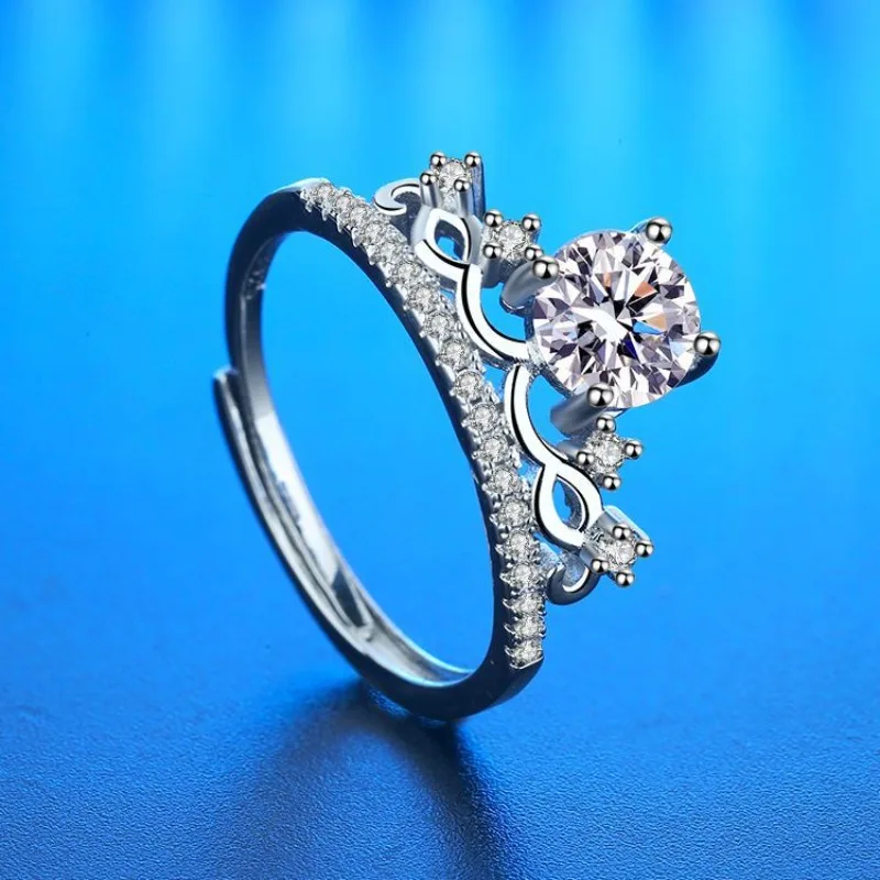 

New 925 Sterling Silver Ring 5A Zircon Crown Top Quality for Women Wedding Jewelry Engagement Charm Party Fashion Ring Gifts