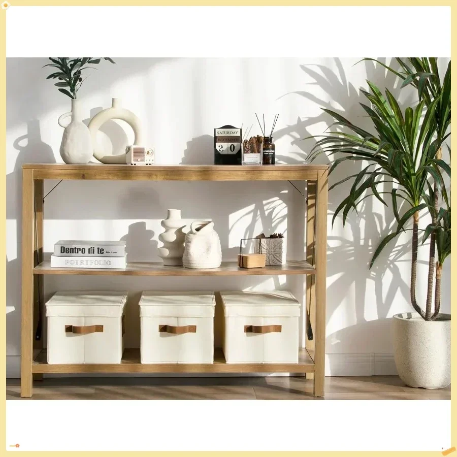 

Large Fabric Storage Bins with Lids, Decorative Foldable Cloth Box, PU Handles Organizer Baskets for Bedroom Closet Shelves