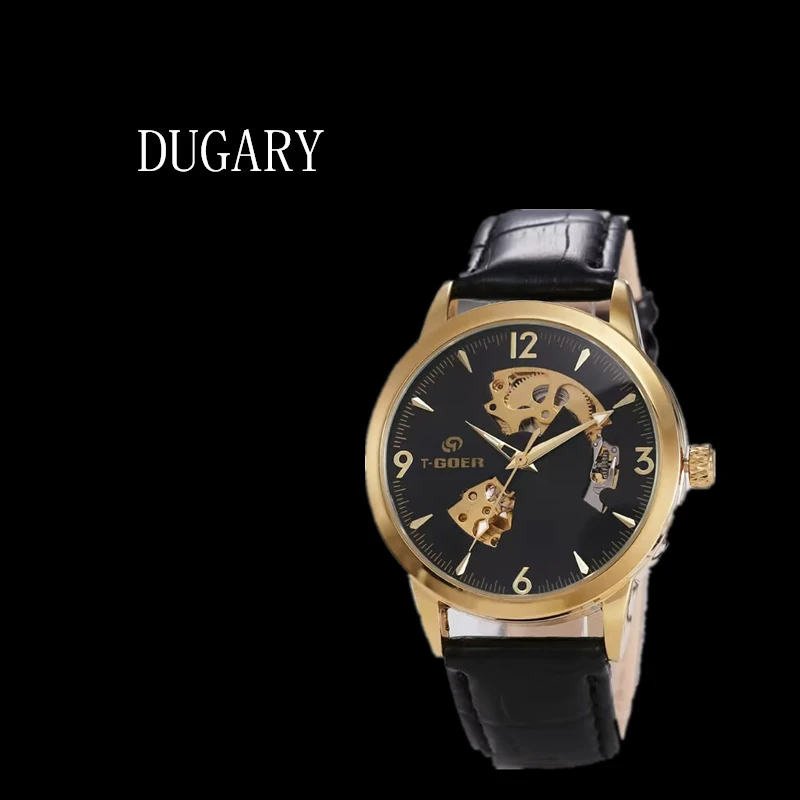 DUGARY Automatic Mechanical Watch fashion business vintage 42mm for men Waterproof luminous Wristwatch hollow Relogio Masculino