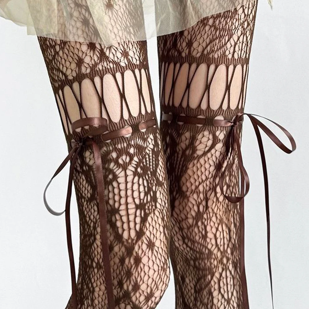New Beige Tight Fitting Women's Sexy Transparent Mesh Y2K Sweet and Fashionable Mesh Stockings Jk Uniform Lace Sexy Stockings view 6