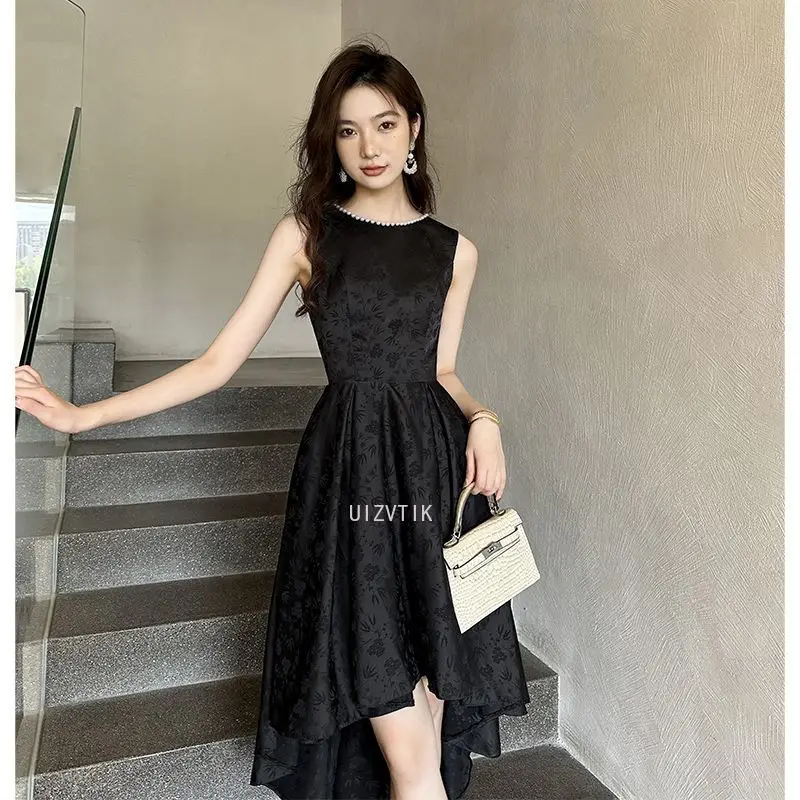 

Винтажное платье миди для выпускного вечера женское черное трапециевидное платье без рукавов с жемчужным вырезом вечерние вечерние коктейльные платья элегантные платья для торжественных случаев