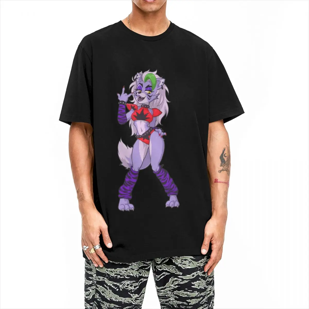 FNAF Roxanne Wolf T-Shirt for Men Women Funny Cotton Tee Shirt Crew Neck Short Sleeve T Shirts Plus Size Tops