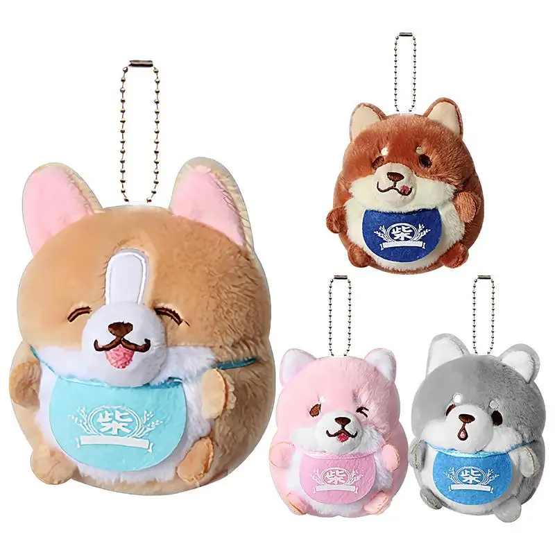 Shiba inu bolsa charme animal chaveiros pingente dos desenhos animados de pelúcia cão chaveiros shiba inu chaveiro pingente para meninos meninas