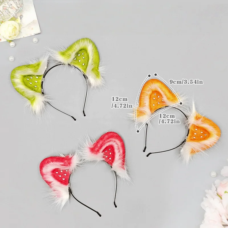 Sweet Strawberry Cat Ear Hairband for Girl Japanese-style Cosplay Headwear Anime Expo Accessory Animal Ear Headband