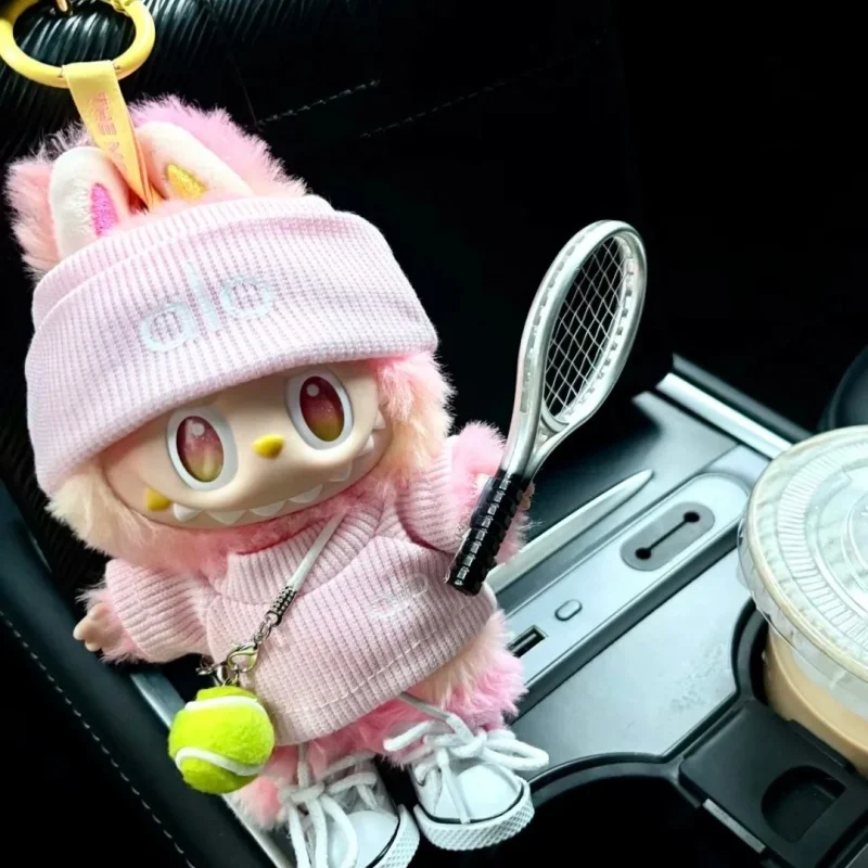 Voor Mini Labubu Pop 4.0 Hart Code Outfit Kleding Trui Badminton Tennis Sportkleding Schoenen Set 10 Cm Pluche Pop Serie