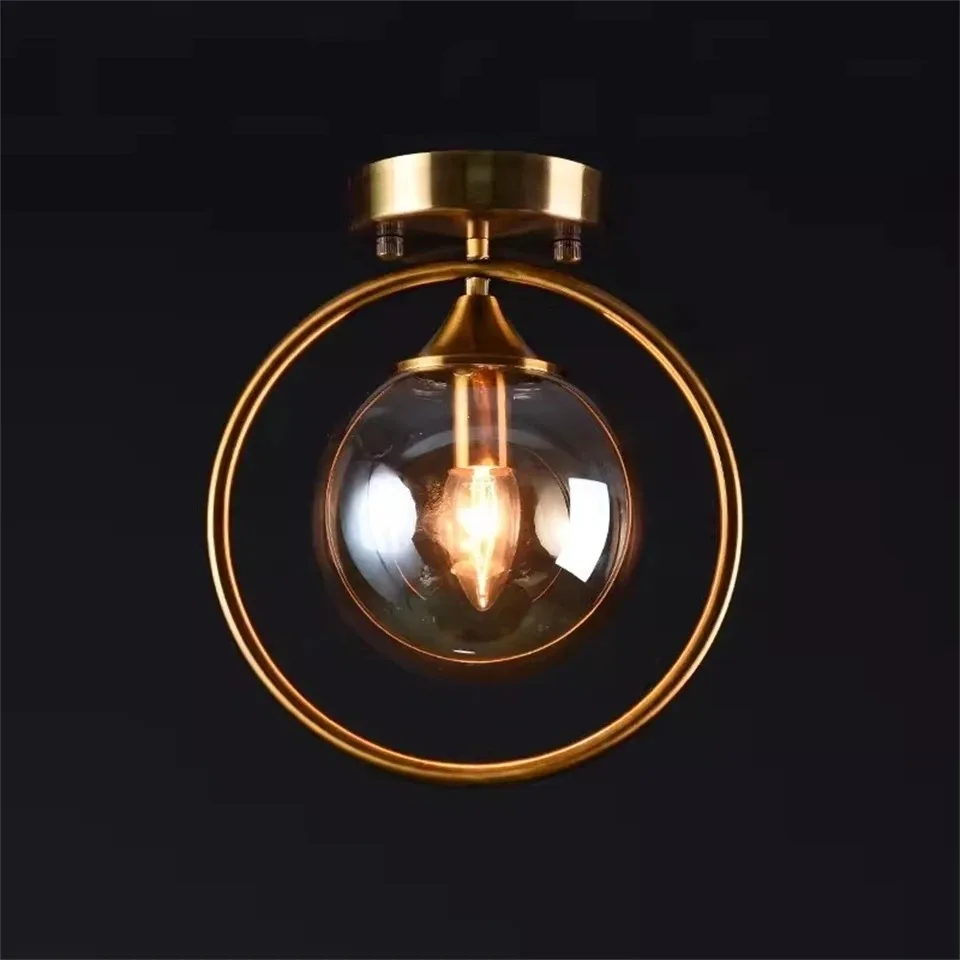 Nordic Glass Ceiling Lamp Circular Luster E27 Ceiling Chandelier Bar Corridor Foyer Home Decor Ceiling Lights Fixtures Luminaria