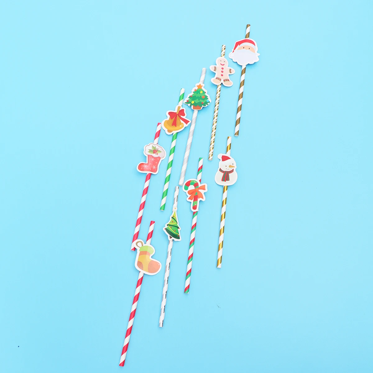 

90 Pcs Christmas Decorations Cartoon Paper Straw Drinking Drinks Holiday Straws