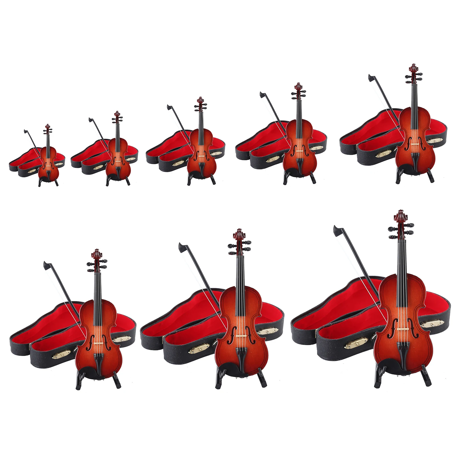 Playable Tiny Violin Figurine Multi-Purpose Handmade Violin Model Wooden Creative Keychain Charm Violin Dollhouse Accessory