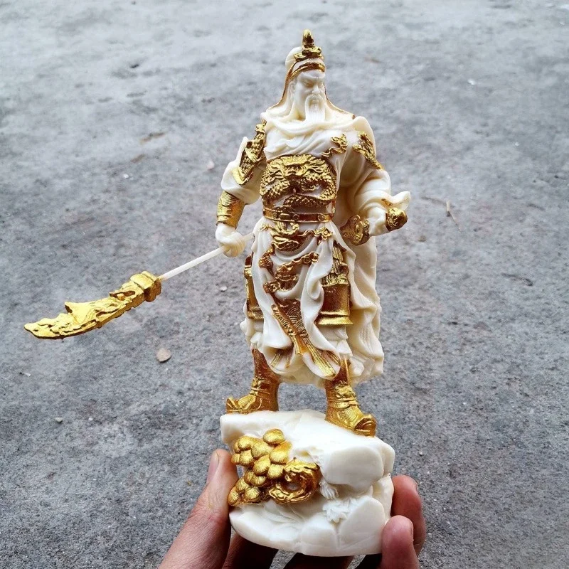 Ivory Fruit Guan Gong Ornament Guan Yu Home Decoration Gold Painted Buddha Statue Handicrafts God of Wealth Ornament