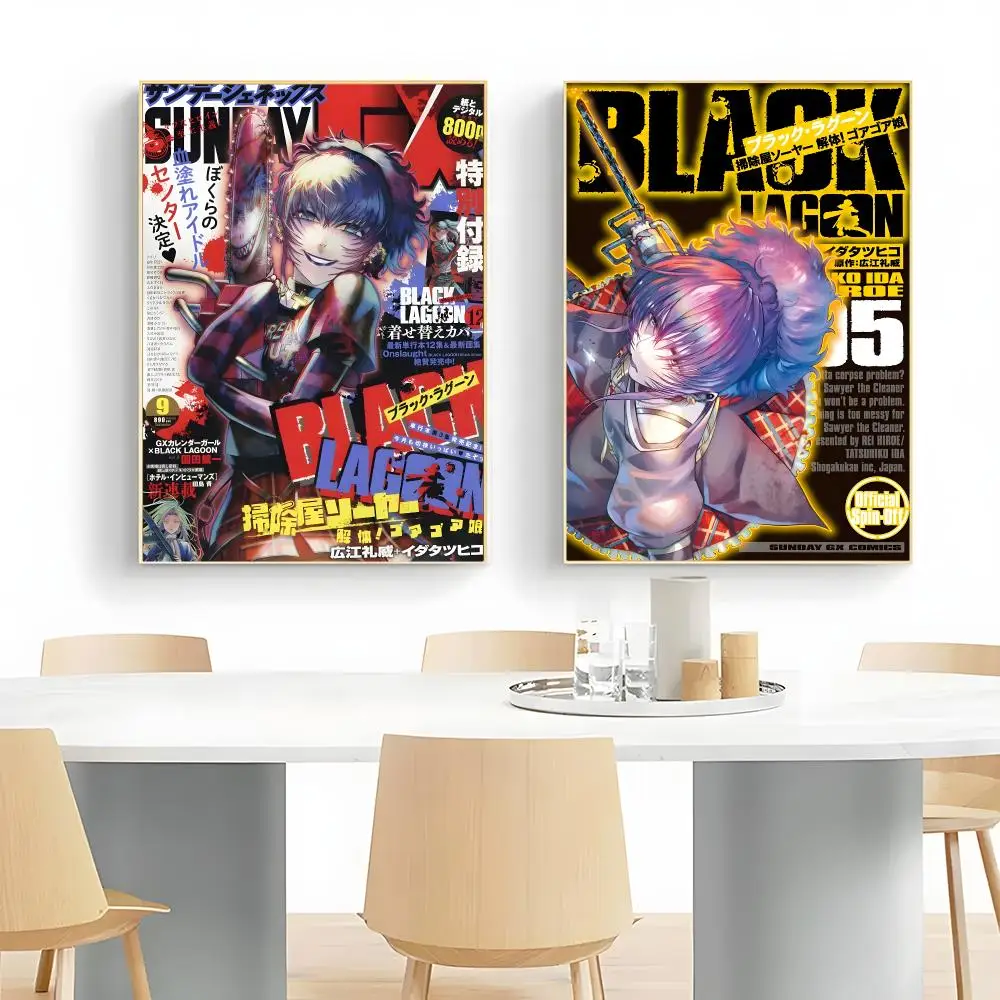 Gritty Crime Anime B-Black Lagoon Poster Wall Art Print Decorative Mural Home Decor Gift Unframed