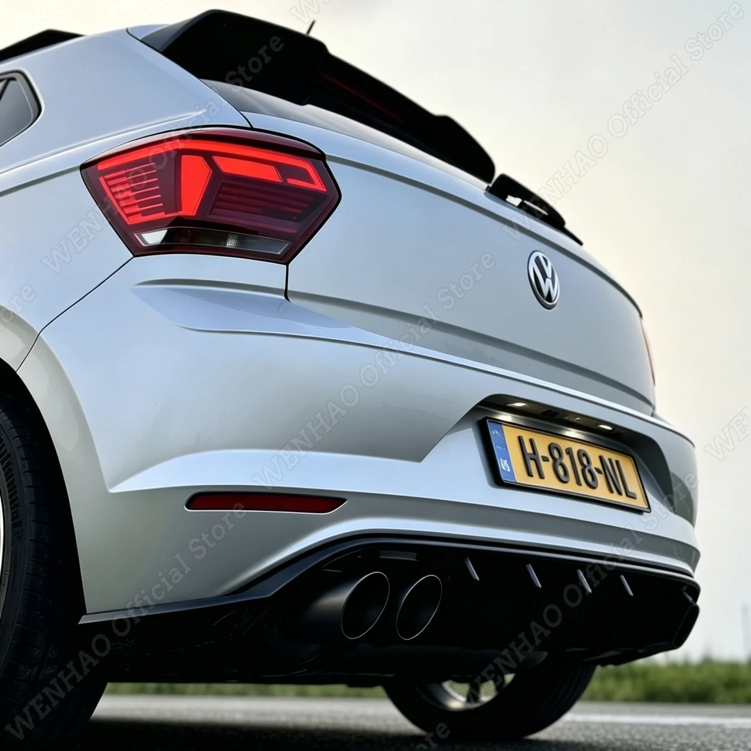 Glänzend schwarzer Auto-Heckdiffusor für VW Polo MK6 AW TSI TGI MPI 2017-2024 5-Türer Schrägheck Stoßstangenverkleidungen Bodykits Tuning