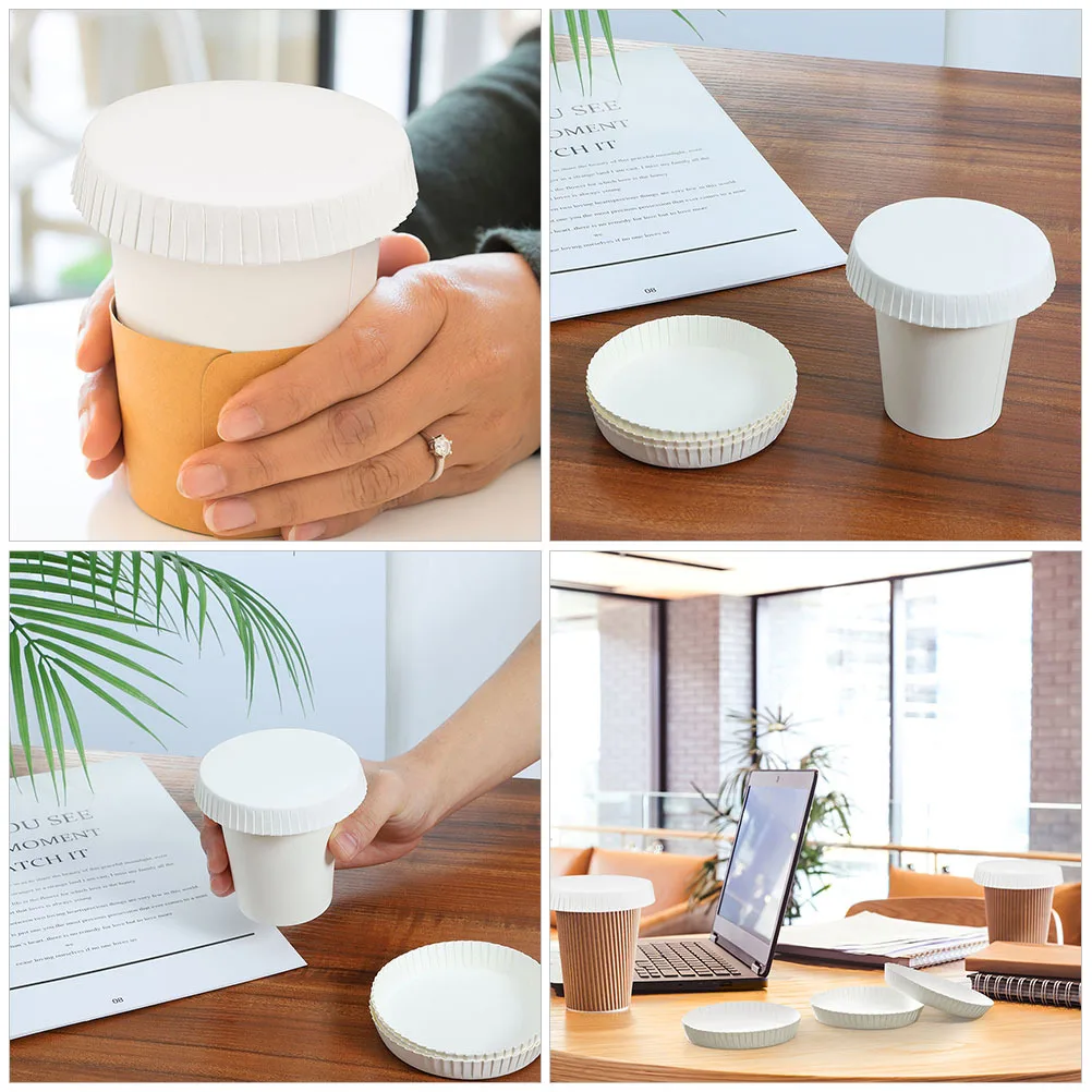 

150Pcs Disposable Cup Lids Paper Drinking Covers Hygienic Fly Proof for Bars Restaurants Paper Cup Cover Color Sand for Crafts