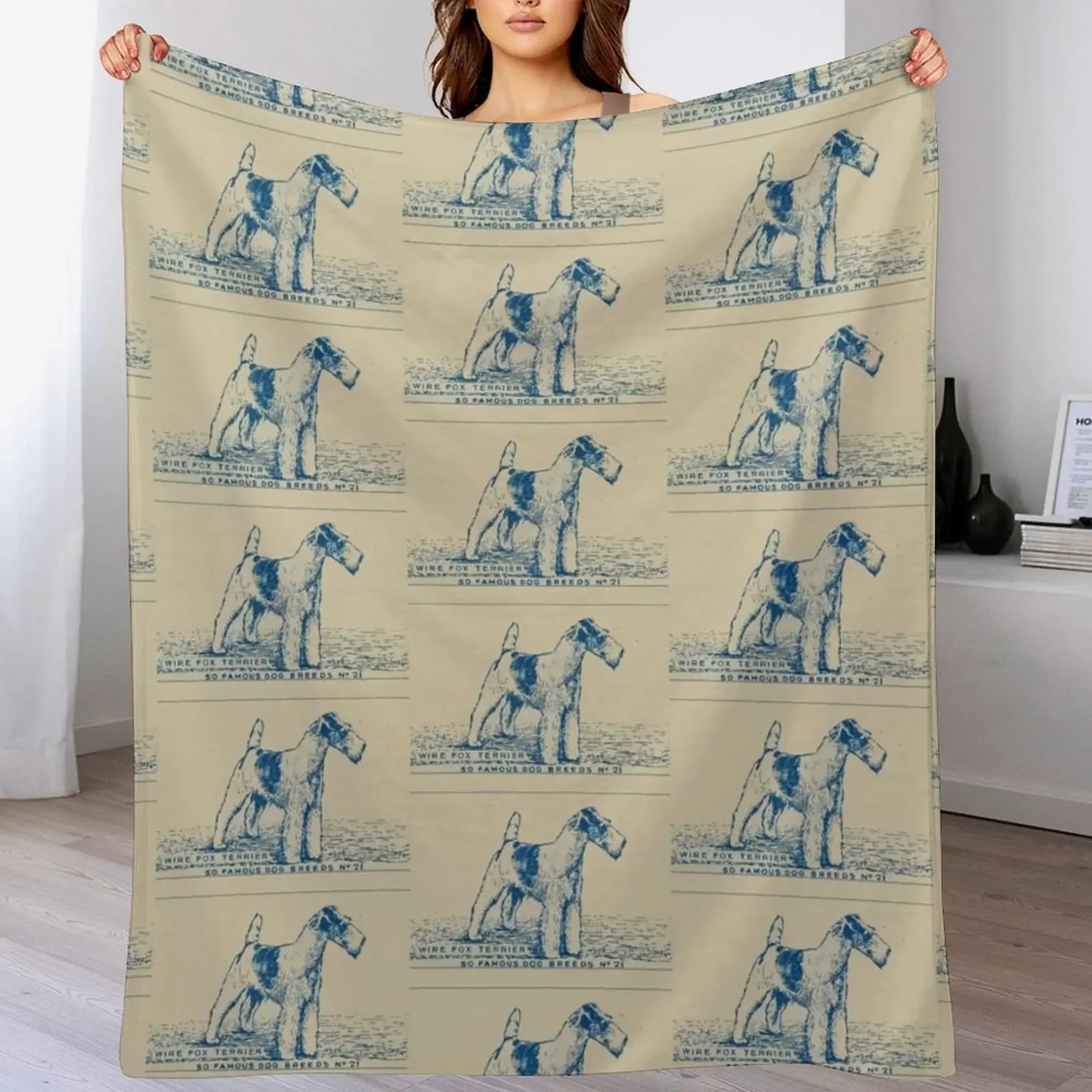 

Wire Fox Terrier Vintage Art Dog Vintage Poster Art Throw Blanket Stuffeds Hairys Winter beds Cute Plaid Blankets