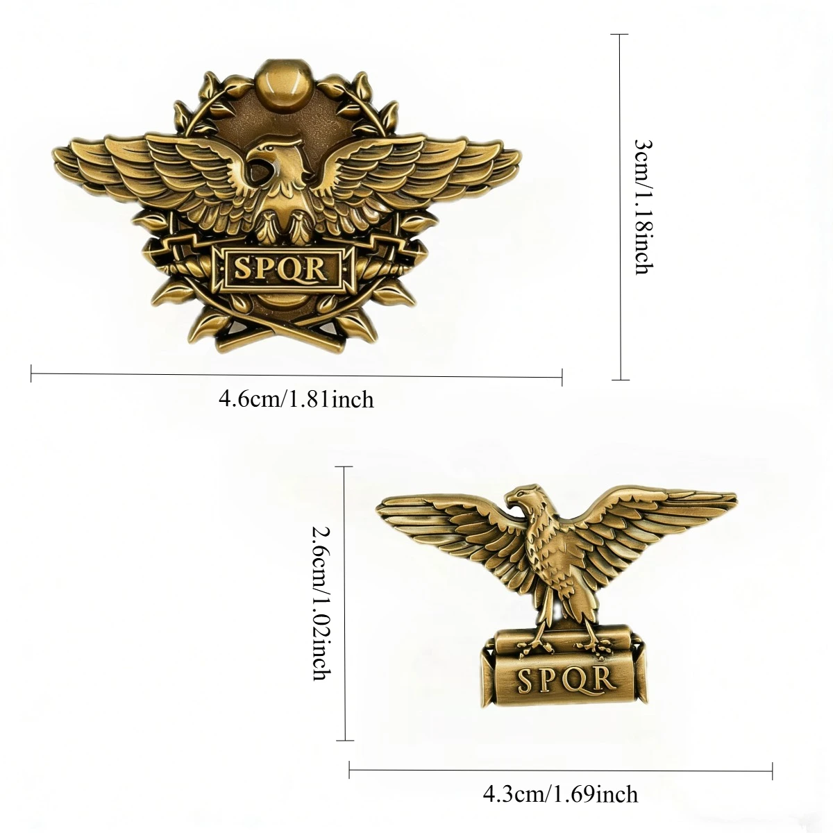 2pcs Roman SPQR Eagle Enamel Pin Set - Vintage Ancient Rome History Design, Imperial Legion Symbol Style for Collection & Gift