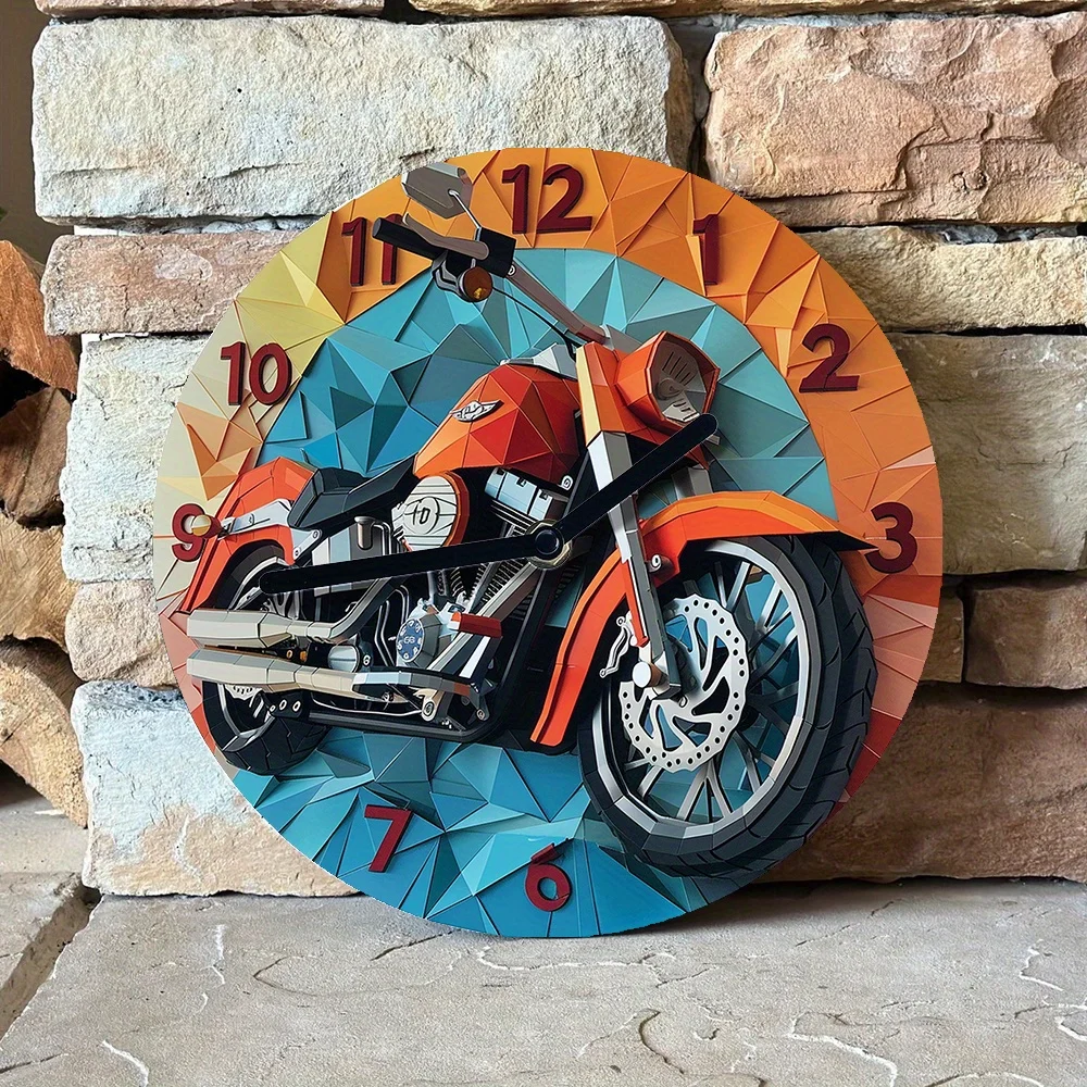 Silent Wall Clock - Motorcycle Theme, Perfect for Dorms & Mother'S Day Decor Wall Clock Modern Design  Living Room Decoration