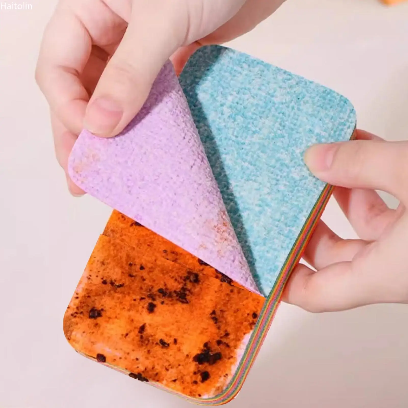 Esponjas de Limpieza Desprendibles de 12 Capas, Paños de Microfibra Reutilizables, Paños de Fregado Altamente Absorbentes para Cocina, Esponjas Multiusos